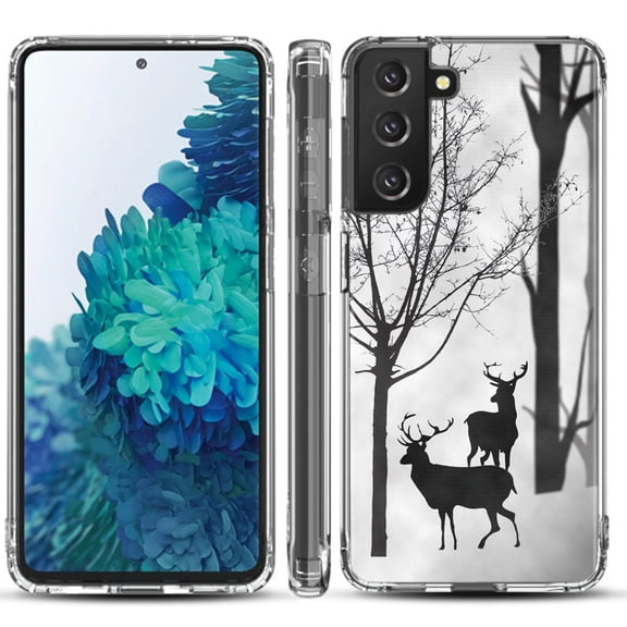 Shockproof Hybrid Bumper Phone Case for Samsung galaxy S21  5G / S21 Plus 5G, by OneToughShield ® - Forest Deer