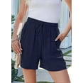 thumbnail image 2 of Women'S Solid Color Lace Trim Drawstring Shorts Dark Blue XL, 2 of 6
