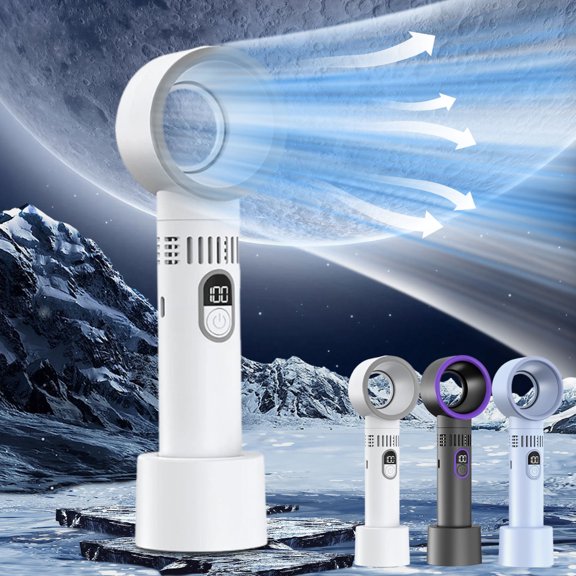 Handheld Bladeless Fan under 5! CQCYD Multifunctional Digital Display Handheld Fan, USB Rechargeable Bladeless Fan, 100-Speed Quiet Powerful Fan for Outdoor Travel