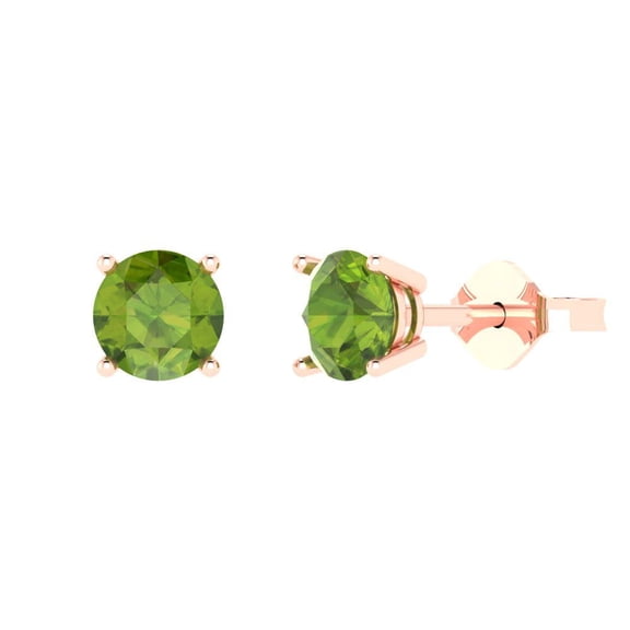 Clara Pucci 1.5Ct Natural Peridot Round Cut VVS1 Push Back Stud 18k Solid hypoallergenic Gold Designer Earrings For August