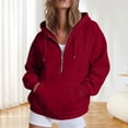thumbnail image 2 of Daznico Women's Half Zip Hoodie Sweatshirt Oversized Long Sleeve with Kangaroo Pocket Soft Lightweight Athleisure Top for Wear,XL, 2 of 4