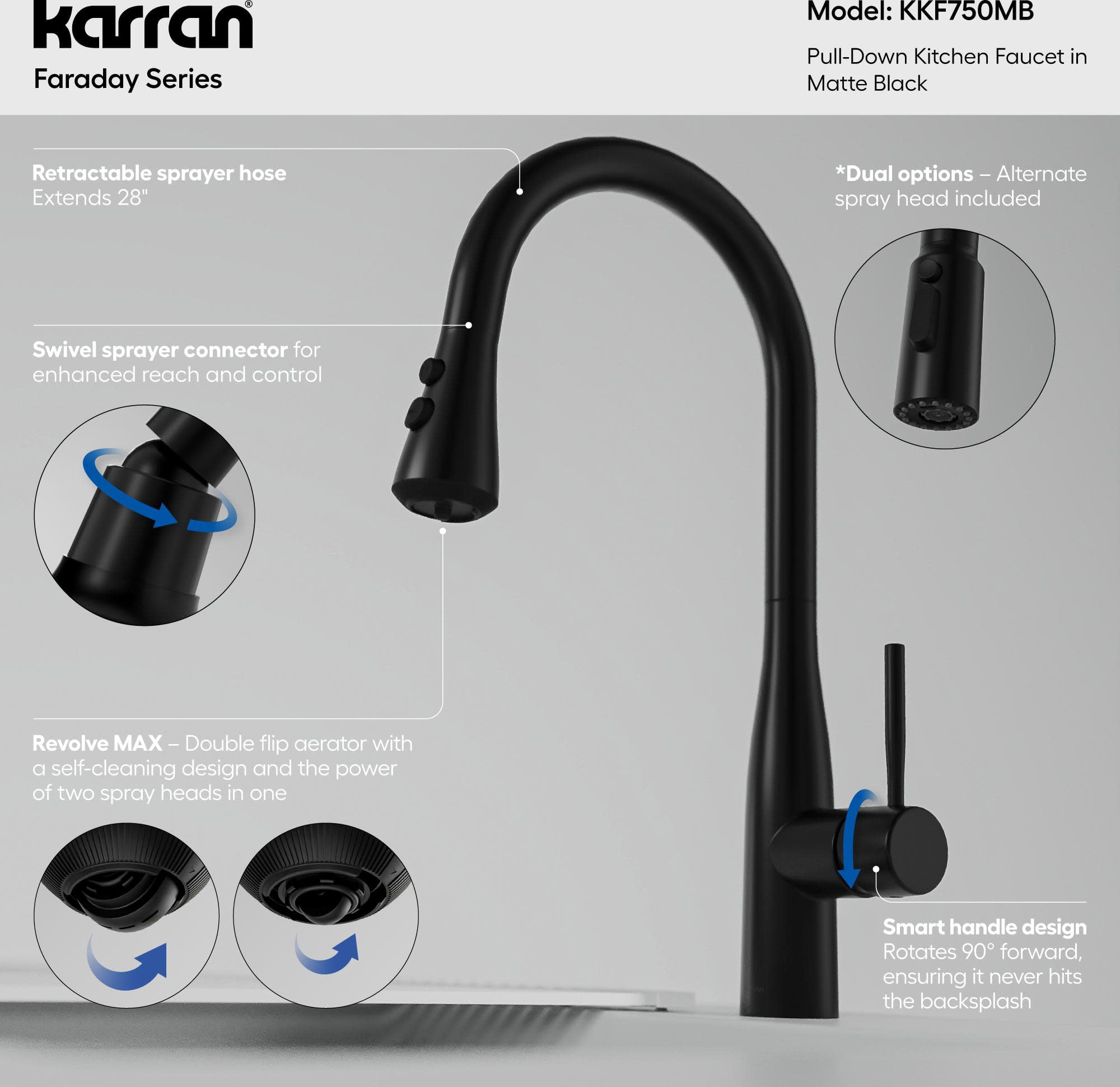 Karran Usa KKF750SFSS Faraday 1.8 GPM Single Hole Pull Down Kitchen Faucet - Stainless