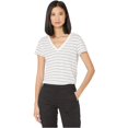 thumbnail image 1 of Vince. Essential Stripe V-Neck Tee Optic White/Grey/Coastal ( S ), 1 of 2