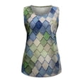thumbnail image 4 of Summer Saving Wycnly Tank Top for Women Rhombus Print Round Neck Sleeveless T Shirts Lightweight Comfy Loose Casual Ladies Vest Blouse Green M Up to 65% off, 4 of 5