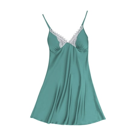 Tumotour Nightgowns For Women Mini Dress Pajamas Loungewear Sleeveless Nightgown Solid Color Lace Sleepwear Chemise Lingerie Dress Tank Sleepwear Lace Nightshirt