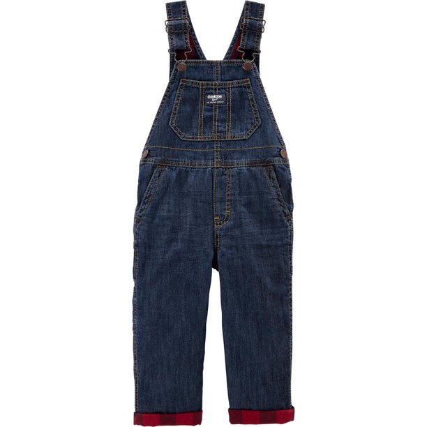 Toddler Boy OshKosh B'gosh FlannelLined Overalls Midnight Rinse Wash