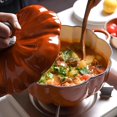 thumbnail image 4 of Pumpkin Cocotte Dutch Oven, 4QT Enameled Cast Iron Pot with Lid, Non-Stick Halloween Thanksgiving Stew Soup Pot for Stovetop & Oven, Gift & Decor for 3-5 People, 4 of 6