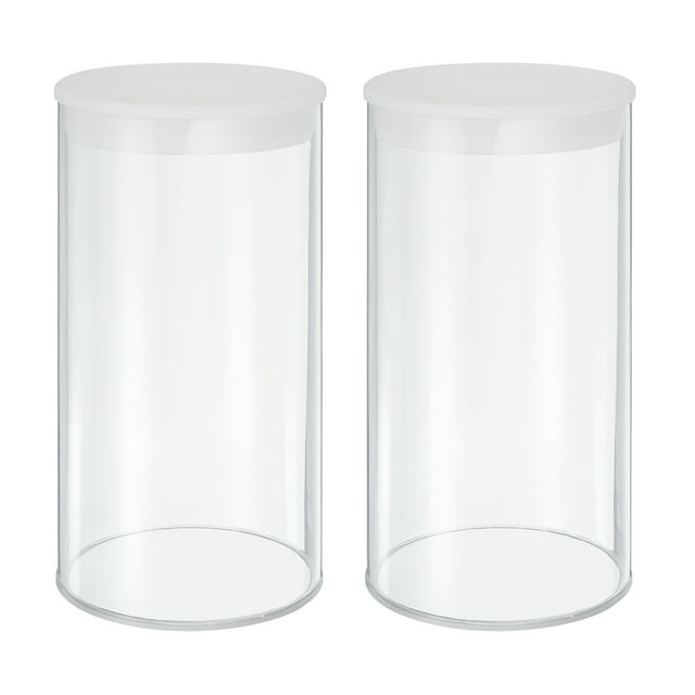 Tuberías de almacenamiento de plástico transparente Uxcell, 3 1/8" x 6" con tapa negra, 2 juegos