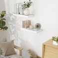 thumbnail image 2 of 16 Inch Long Floating Shelves in White, 9.3 Inch Deep Floating Shelf for Wall, Living Room, Kitchen, Rustic Deep Wood Shelves for Bathroom, 2 Pack Storage Display Shelf for Books, Decor, 2 of 14