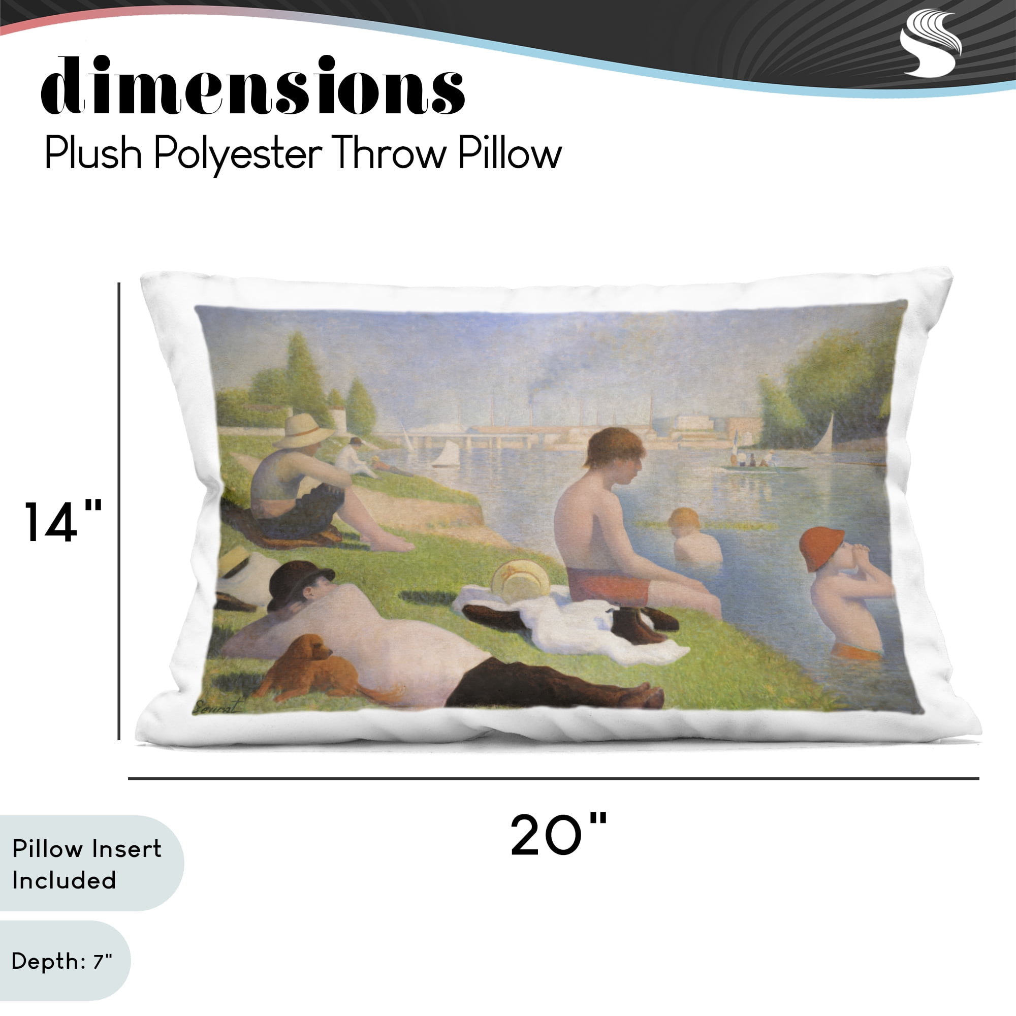 Stupell Industries Afternoon Bathers Georges Seurat Decorative Printed Throw Pillow, design by Georges Seurat, 14 x 7 x 20