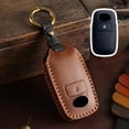 thumbnail image 3 of Key Fob Cover Compatible with Daihatsu Toyota Yaris Ativ Raize Veloz Avanza Rush Perodua 3 Button Keychain Case Holder Protector,2 Button-brown, 3 of 7