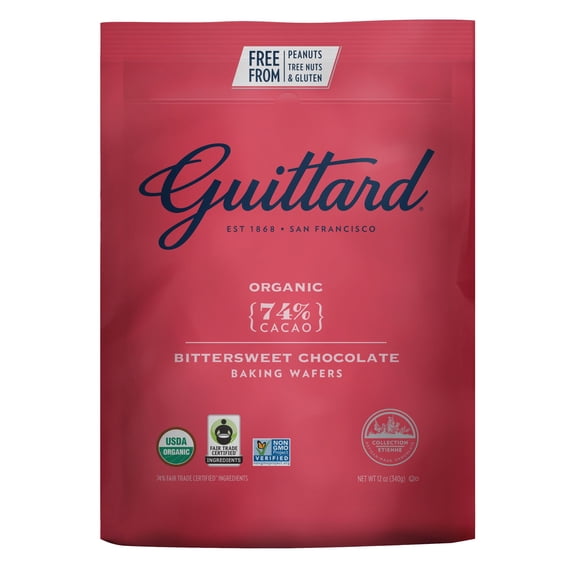 Pack Of 3 Guittard 74% Cacao Organic Bittersweet Chocolate Baking Wafers, 12 oz (Package May Vary)