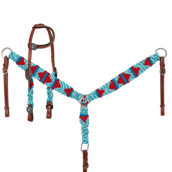 Showman Fire & Ice Mohair Single Ear Headstall & Breast Collar Set