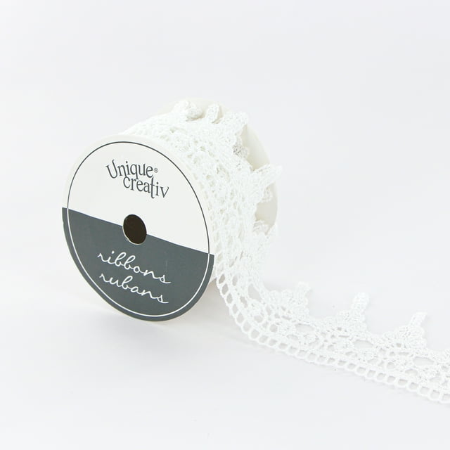 UNIQUE CREATIV, Ribbon, Lace Venise, White, 100% polyester, 45mm x 2.74m (1¾" x 3 yds)