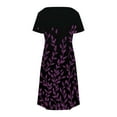 thumbnail image 5 of YuXingFu Plus Size Women's Dress formal Dresses - Floral, V-Neck, Short Sleeve, Midi for Summer Purple S, 5 of 8