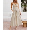 thumbnail image 2 of BTFBM Women Spaghetti Strap Midi Summer Dresses Sleeveless V Neck Cutout Slit Casual Beach Party Maxi Dress Pockets, 2 of 8