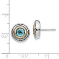 thumbnail image 3 of 925 Sterling Silver With Real 14kt Blue Topaz Earrings; for Adults and Teens; for Women and Men, 3 of 3