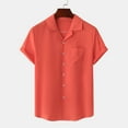 thumbnail image 2 of Miluxas Polo Shirts for Men Clearance Men's Casual Solid Young Blood Turn-down Collar with Pocket Button Short Sleeve Blouse Tops Shirt Orange 6(L), 2 of 9