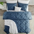 thumbnail image 4 of Pinch Pleat Duvet Cover Set, 3Pc Luxurious Premium Pintuck Style Comforter Cover, 4 of 18