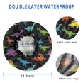thumbnail image 3 of Shower Caps,Colorful Dinosaurs Black Pattern Waterproof Shower Cap for Women 4 Pieces,Double Reusable Hair Cover for Shower PEVA Elastic Stretch Hem, 3 of 7