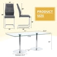 thumbnail image 3 of Hi loPres 71" Luxury Glass Dining Table with 8 Dark Gray Silver Cantilever Chairs, Modern 8-Person Gathering Center with Silver Pedestal for Chic Dining Room, 3 of 11