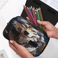 thumbnail image 6 of Goofa Oil Painting Tribal Wolf Pattern Double Layer Pen Pencil Case, Protective Large Capacity Storage Organizer Pen Pouch, Office College Supplies for Teens Adults, 6 of 7