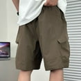 thumbnail image 3 of HAiming Men's Hiking Cargo Shorts Drawstring Elastic Waist Loose Casual Outdoor Work Shorts with Multi-pocket, 3 of 7
