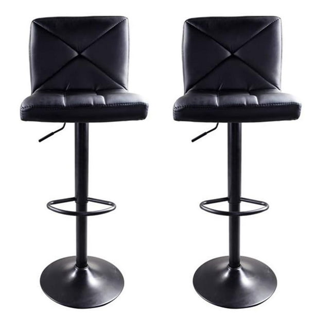 Ktaxon Set Of 2 Adjustable Swivel Counter Chair Bar Stools Chairs Pu Leather Black Walmart Com Walmart Com