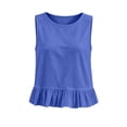 thumbnail image 5 of Admvng Tank Tops for Women Ruffle Hem Crew Neck Sleeveless Solid Casual Summer Blouses, 5 of 7