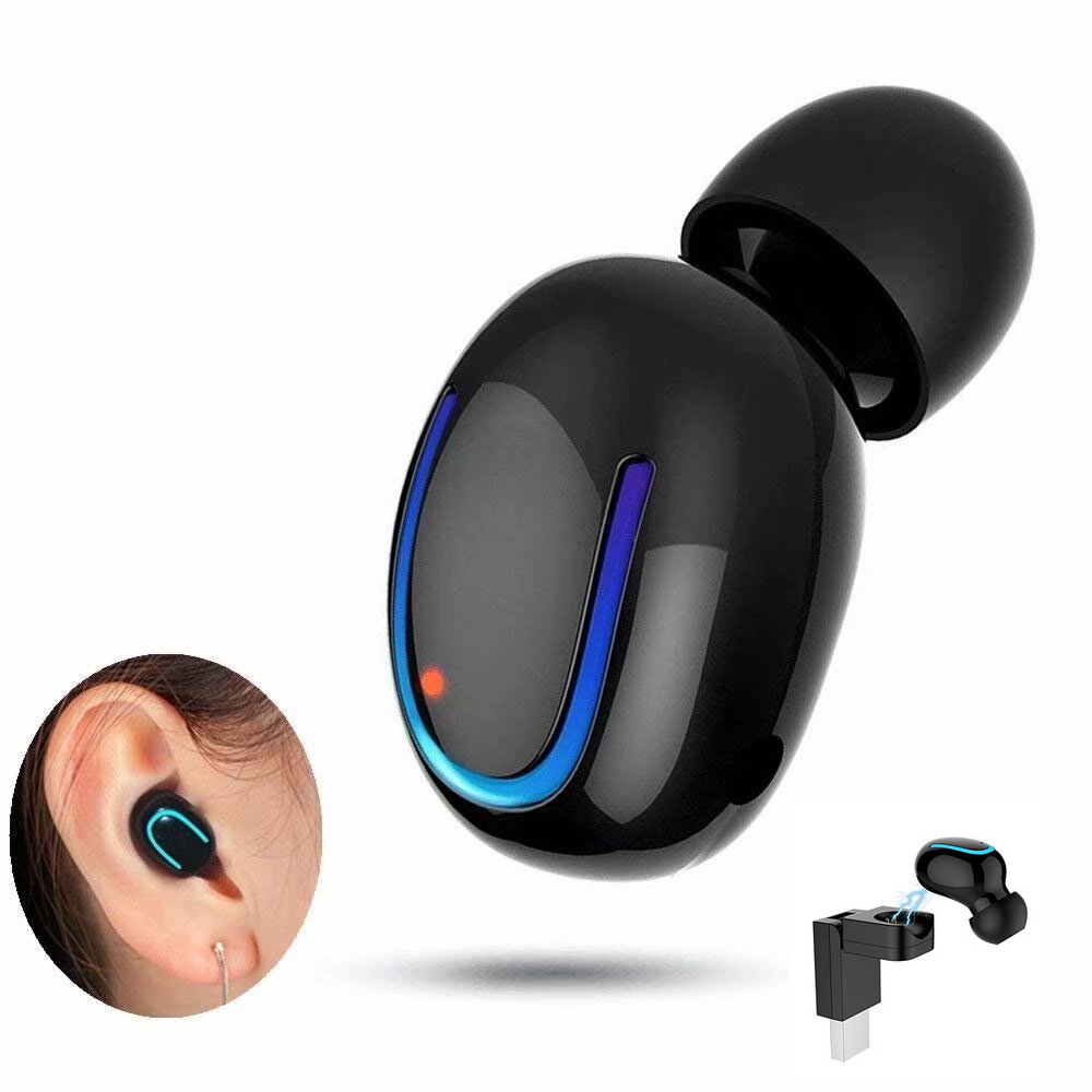 Single Wireless Earphone, Single Mini Invisible Bluetooth Headset Hands-Free with USB Charger Car Headphone Bluetooth Earbud for iPhone, Android - image 1 of 7