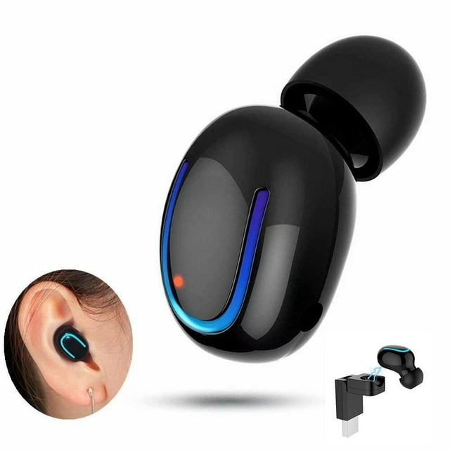 Single Wireless Earphone, Single Mini Invisible Bluetooth Headset Hands-Free with USB Charger Car Headphone Bluetooth Earbud for iPhone, Android