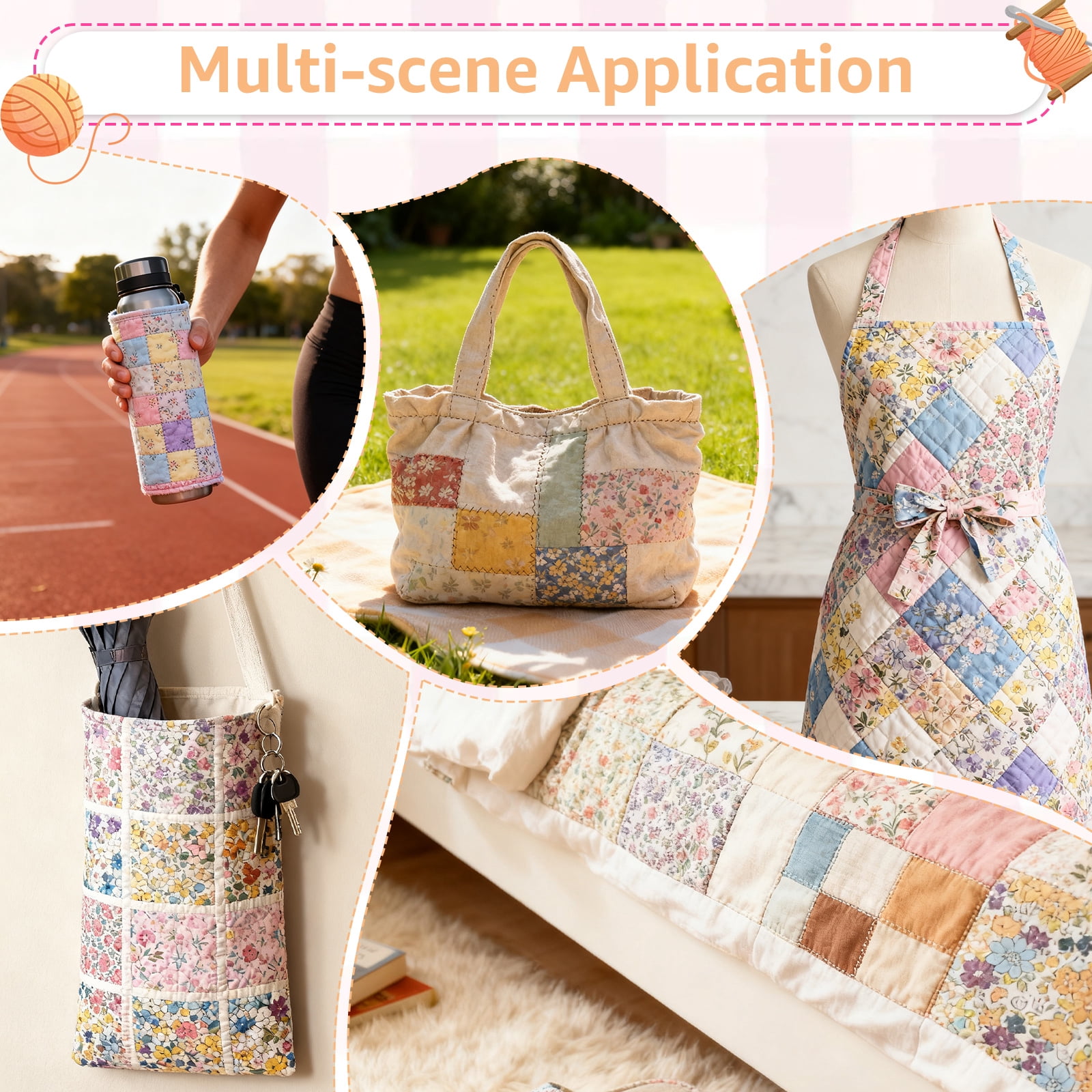 Evjurcn 126 Pcs Colourful Charm Packs for Quilting 5x5 inch Cotton Fabric Squares Bundle Pre-Cut Quilted Fabric Floral Patchwork for Sewing DIY Scrapbooking Craft Patchwork