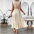 thumbnail image 7 of Oplxuo Plain Maxi Sundress for Women 2025 Casual Loose Smocked Tank Dress Sleeveless V Neck Summer Beach Tiered Long Dress, 7 of 7