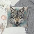 thumbnail image 2 of ARISTURING  Wolf Decorative Pillow Case Art Wild Animal Grey Wolves Head Fur in Green Splash Doodle Throw Pillow Cover Square Accent Home, 2 of 5