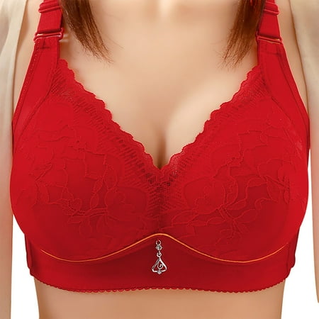 Audhol Lace Bralette Push Up Bra Red B