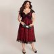 thumbnail image 4 of Vestido de Tallas Grandes para Mujer Vestido de Fiesta de Noche de Encaje Floral de Novia con Cuello Abanopi borgoña/XXXXL, 4 of 6