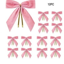 12-Piece Burgundy Velvet Christmas Bows, Mini 3.5x3.5 Inch Wreath Bow Decorations – Easy-to-Attach Ornaments for Christmas Tree, Garland, Gift Boxes, Holiday Parties & New Year