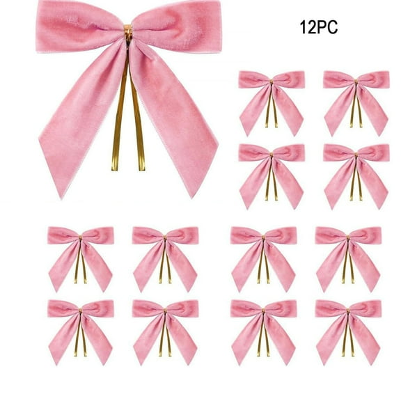 12-Piece Burgundy Velvet Christmas Bows, Mini 3.5x3.5 Inch Wreath Bow Decorations – Easy-to-Attach Ornaments for Christmas Tree, Garland, Gift Boxes, Holiday Parties & New Year