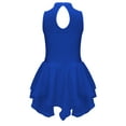 thumbnail image 4 of RUNQHUI Robe Justaucorps de Patinage Artistique pour Filles Enfants en Maille avec Strass pour Patinage à Roulettes Danse Bleu Royal 12, 4 of 7
