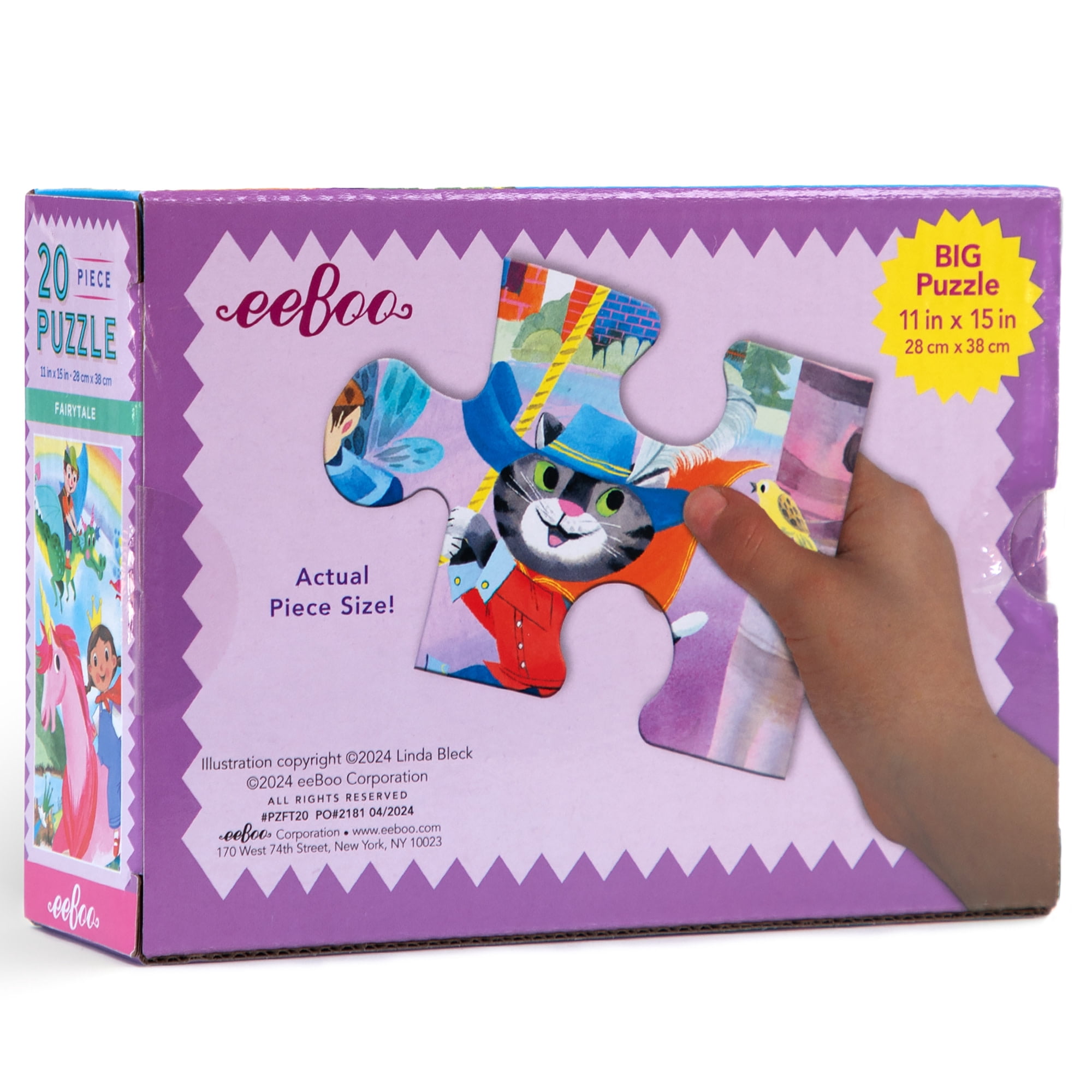 eeBoo: Fairies & Tales - 20 Piece Puzzle, 11 x 15" Jigsaw, Oversized Colorful High-Quality Pieces, Fantasy Preschool Puzzle, Children, Kids Ages 3+