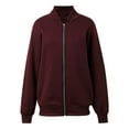 thumbnail image 5 of Women's Zip Up Jackets Solid Color Long Sleeve Fleece Bomber Jackets Fall Winter 2025 Fashion Casual Loose Fit Cardigan Coat, 5 of 9
