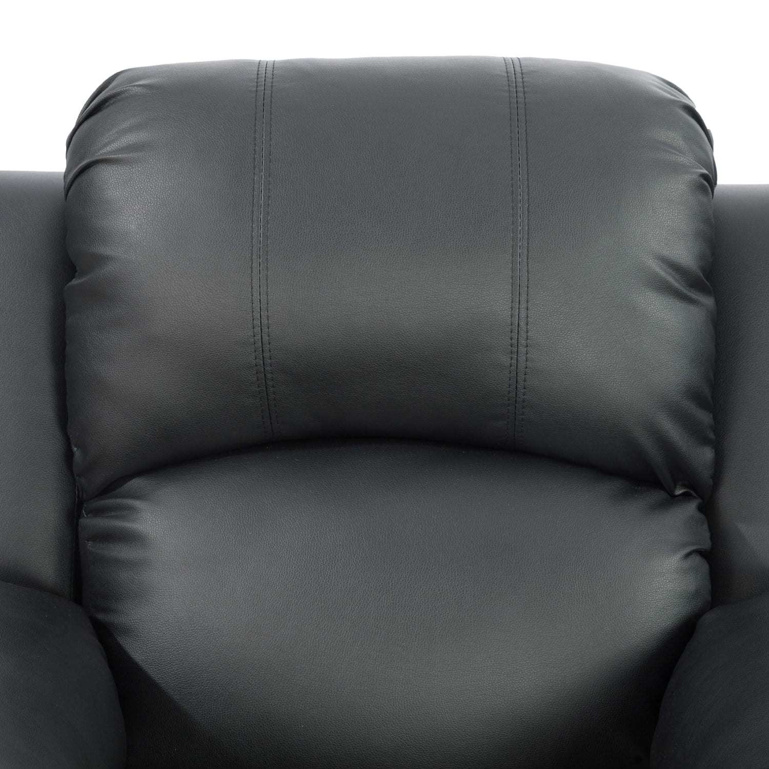 Hommoo Recycled Leather Manual Single Rocker Recliner Sofa, Heavy Duty Reclining Chair for Home with Overstuffed Arm and Back, Black