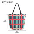 thumbnail image 5 of FORMRS Womens Canvas Tote Bag with Zipper Inner Pocket Shoulder Handbag, Green Plaid, 5 of 7