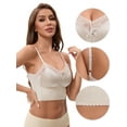 thumbnail image 3 of Unique Bargains Women's Lace Wave Trim V Neck Cropped Camisole L Khaki, 3 of 6