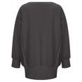 thumbnail image 3 of New Women Sild Slit Solid Basic Swaetshirt Crew Neck Long Sleeved Top Female Furred Edge Slit Stitching Hoodie, 3 of 4