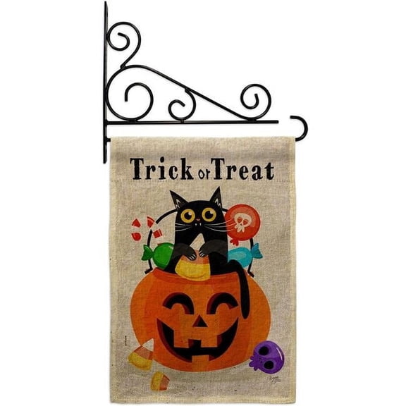 Breeze Decor GS120267-DB-03 Silly Halloween Kitty Falltime 13 x 18.5. in. Double-Sided Decorative Horizontal House Garden Flag Set for Decoration Banner Yard Gift