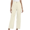 thumbnail image 2 of Sinpiling Womens Dress Wide Leg Pants with Pockets Button Elastic High Waisted Trousers Dressy Business Work Casual Solid Loose Straight Long Pant Christmas Outfits, 2 of 5