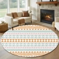 thumbnail image 2 of Orange Green Ethnic Tribe Round Area Rug 5ft Washable Large Round Rug for Living Room, Soft Non-Slip Circle Rugs for Dining Room, Boho Traditional Geometric Floor Carpet for Bedroom Entryway Office, 2 of 9