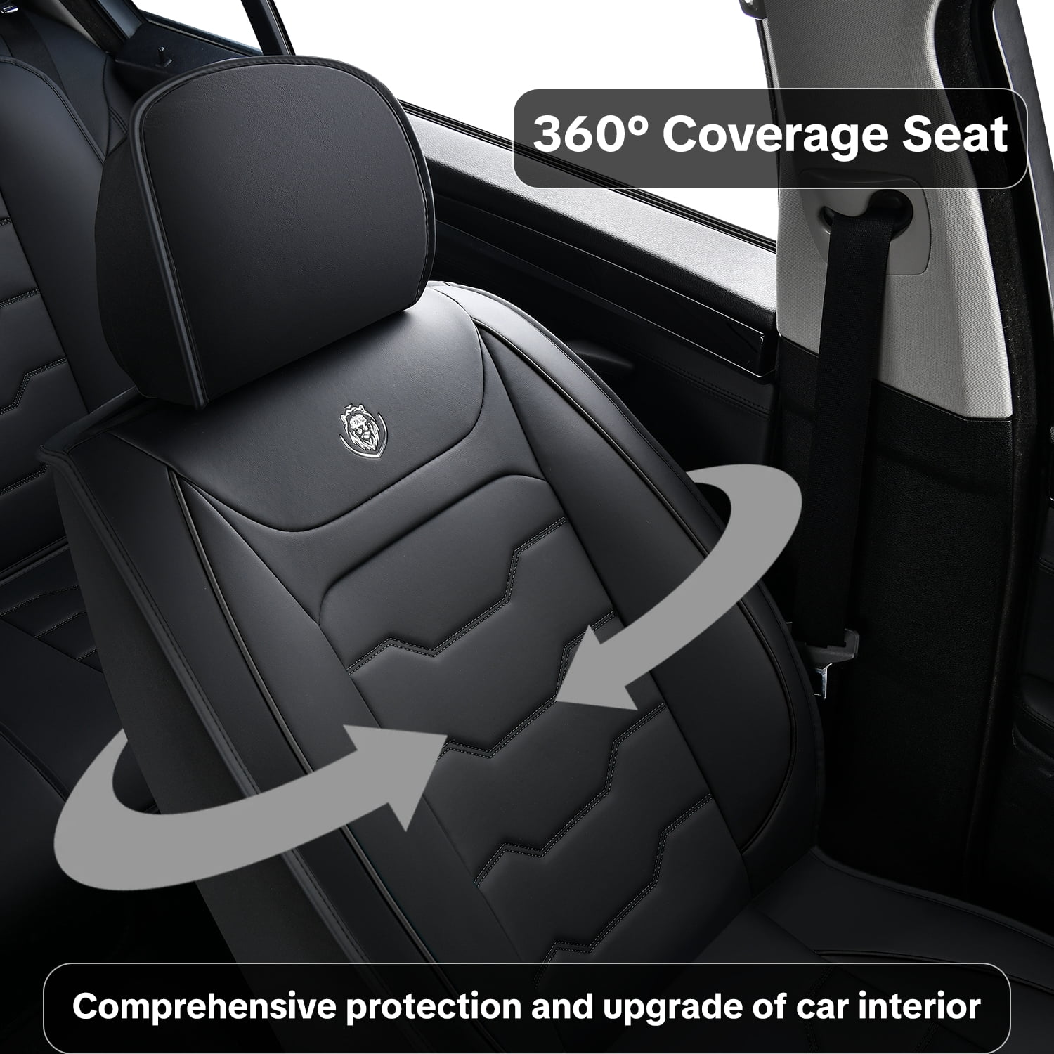 2007 Car Seat Cover for Toyota Yaris S , Black Car Seat Covers, Waterproof Leather 5 Seats Full Set Easy to Clean and Install Beautify Interior, Give Your Interior a New Look