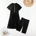 thumbnail image 5 of Women's Rash Guard Short Sleeve Swimwear Tummy Control Full Coverage Modest Zip Swimsuit Dress with CapriPant, 5 of 7